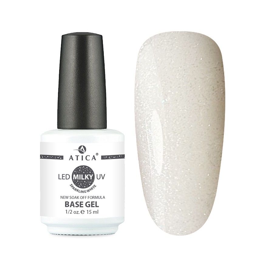 Base Gel Milk Sparkling White fiber 15ml with shimmer